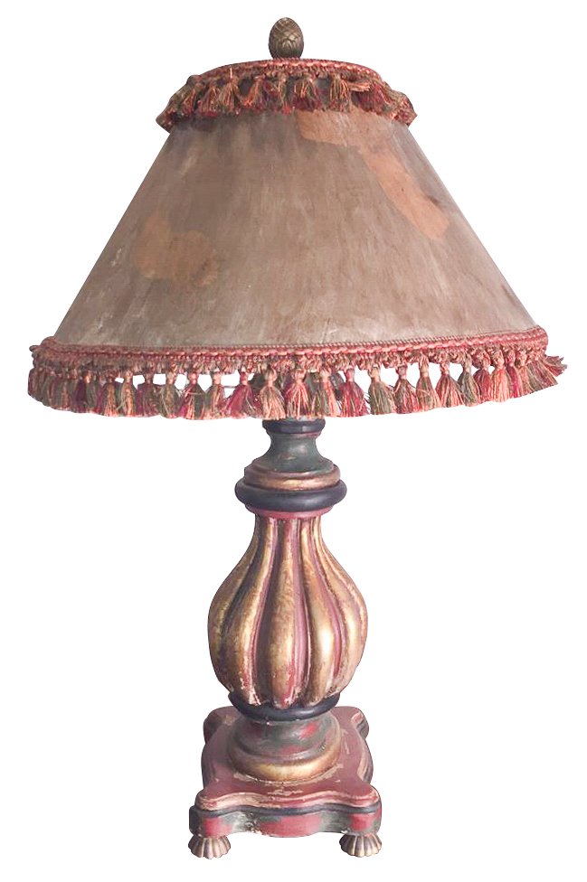 Large Carved And Painted Wood Lamp (1 of 3)