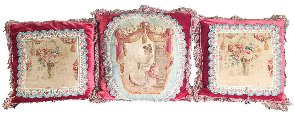Group Of 3 French Aubusson Tapestry Pillows (1 of 4)