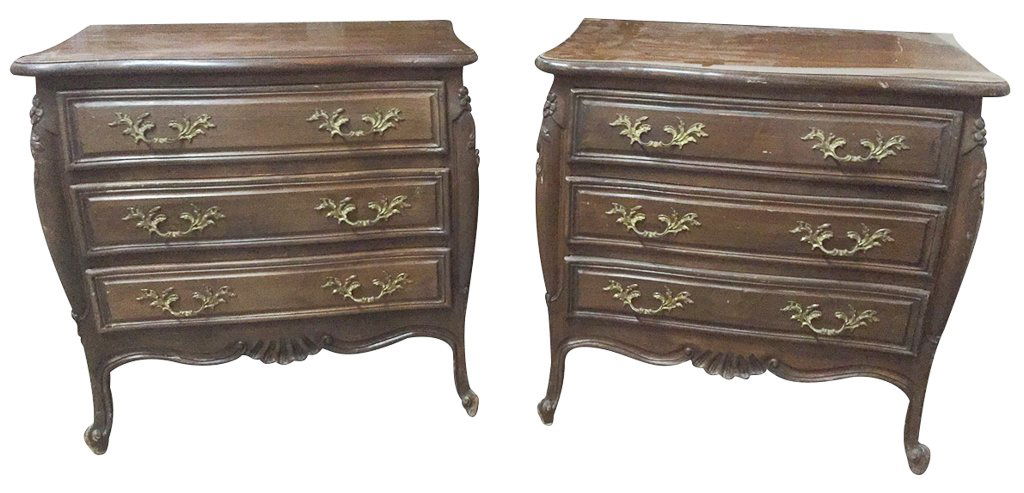 Pair Of French Style Carved Bed Side Chests (1 of 6)