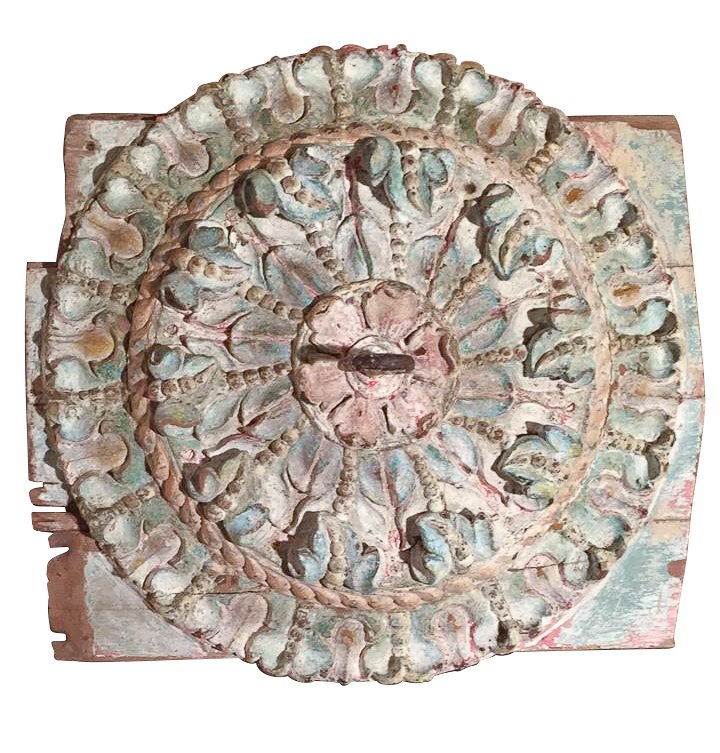 17th/18th C. Spanish Carved Wood Canopy: With Original Polychrome Finish; 27 X 25. From Ernesto Klun Antiques. Rg381