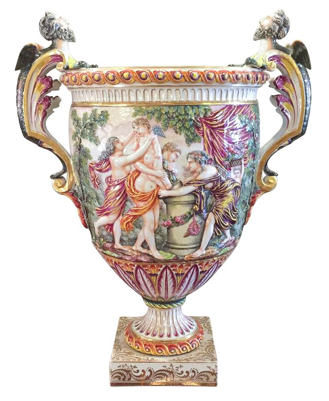Large 19th C. Capo De Monte Porcelain Vase (1 of 7)
