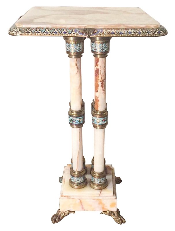 French Onyx And Cloisonne' Pedestal (1 of 6)