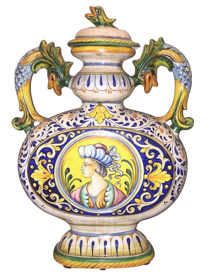 Large Italian Faience Double Handle Urn (1 of 6)