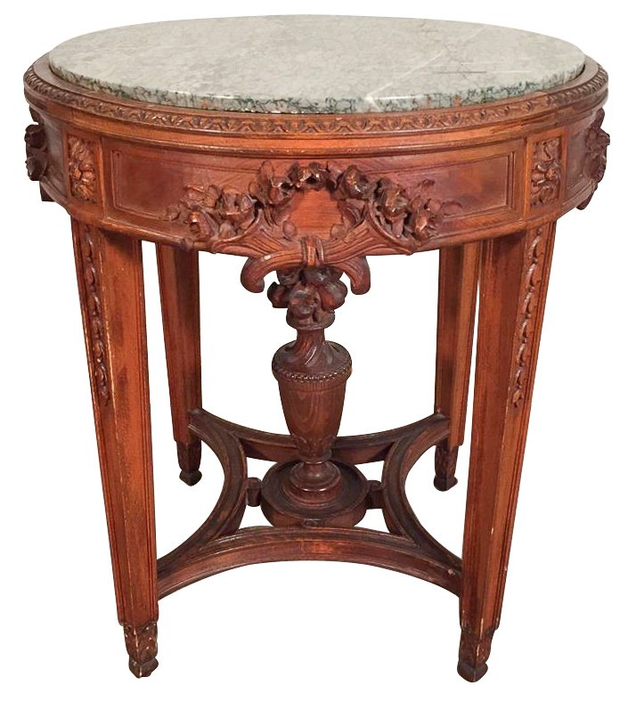 French Carved Walnut Side Table (1 of 5)
