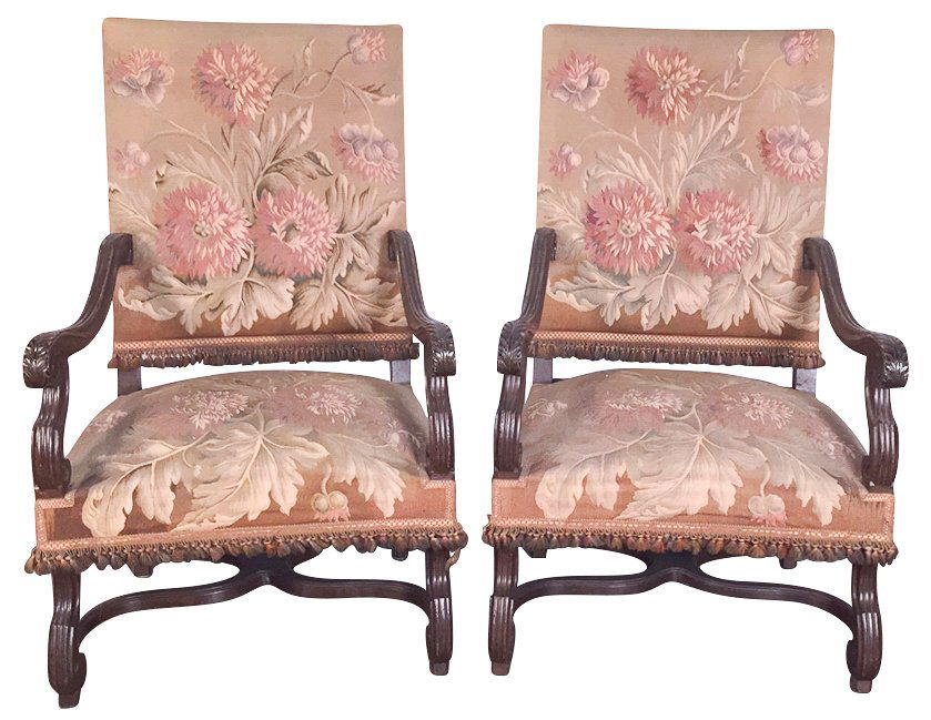 Pair Of 19th C. French Walnut Armchairs (1 of 4)