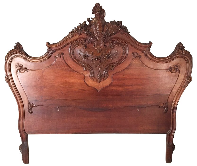 French Carved Walnut Headboard: 69w X 60h. Late 19th C. From A Ft. Worth Estate.