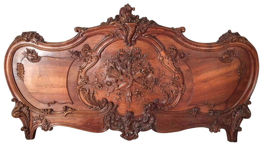 Nicely Carved French Walnut Headboard (1 of 6)