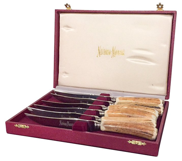 Set Of 6 Sheffield Antler Steak Knives (1 of 5)