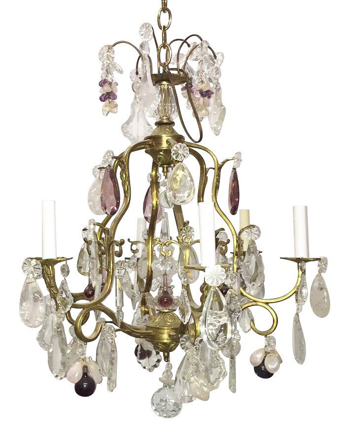French Bronze And Crystal 6 Light Chandelier (1 of 3)