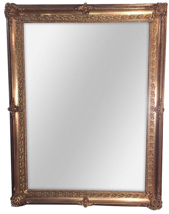 French Chateau Size Brass Embossed Mirror (1 of 7)