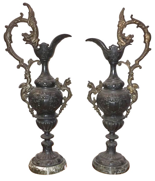 Pair Of 19th C. French Bronze Ewers (1 of 4)