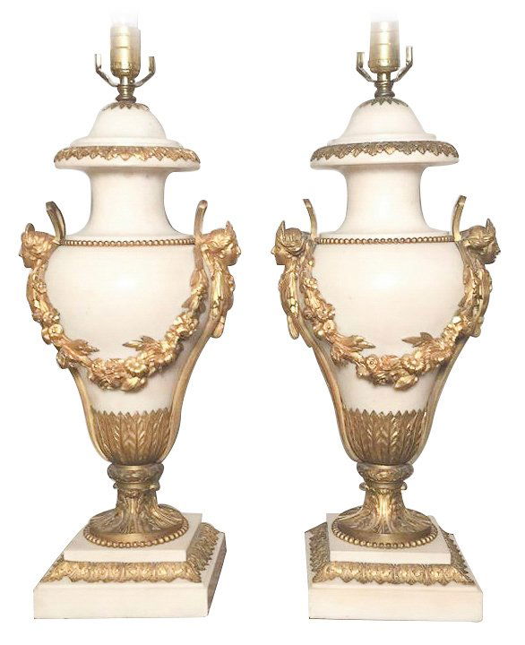 Fine Pair Of French Marble And Bronze Urns (1 of 4)