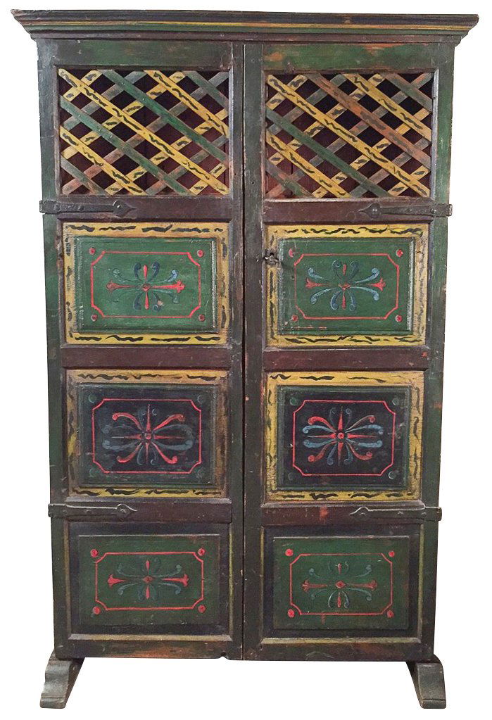 18th C. French Painted Cupboard (1 of 5)