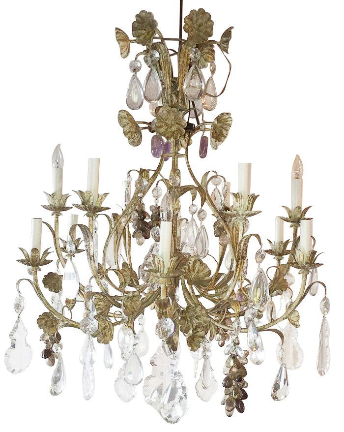 Patinated Iron And Rock Crystal Chandelier (1 of 6)