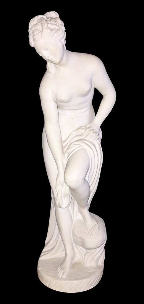 19th C. French Alabaster Lady: 15.5"h. From A Las Colinas Estate.