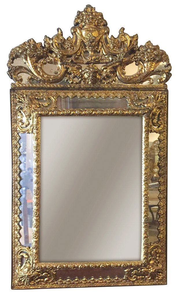 Dutch Brass Embossed Cushion Mirror (1 of 3)