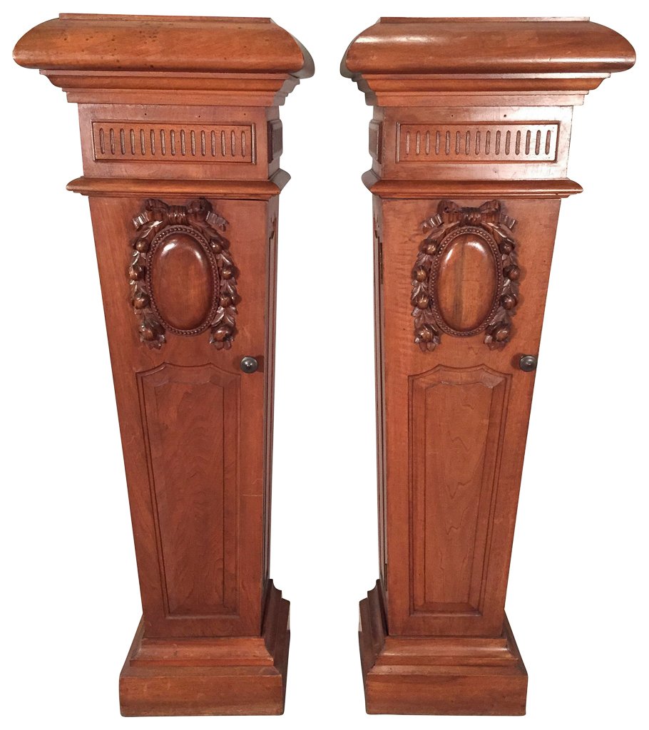 Pair Of 19th C. French Walnut Pedestals (1 of 4)