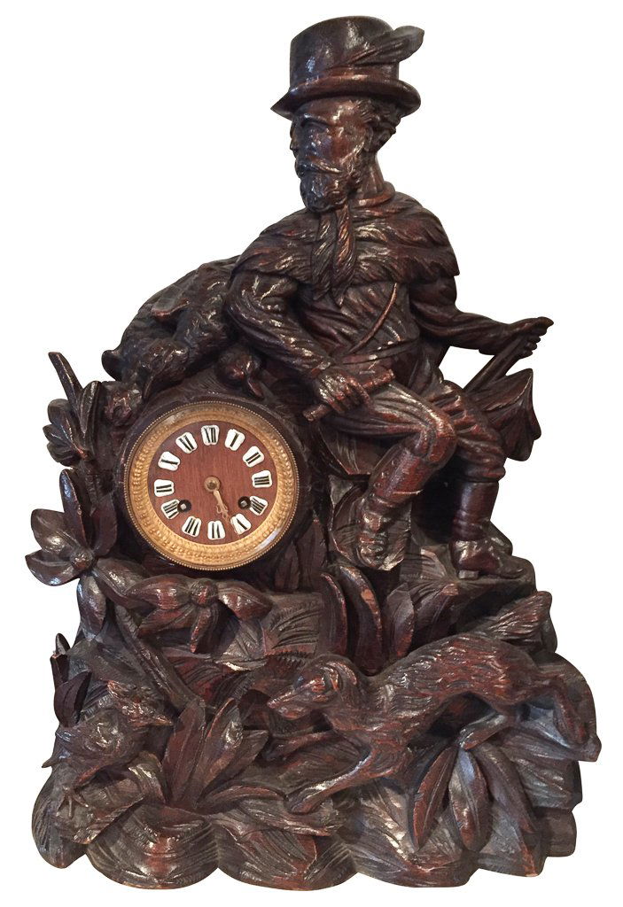 19th C. German Black Forest Carved Clock (1 of 8)