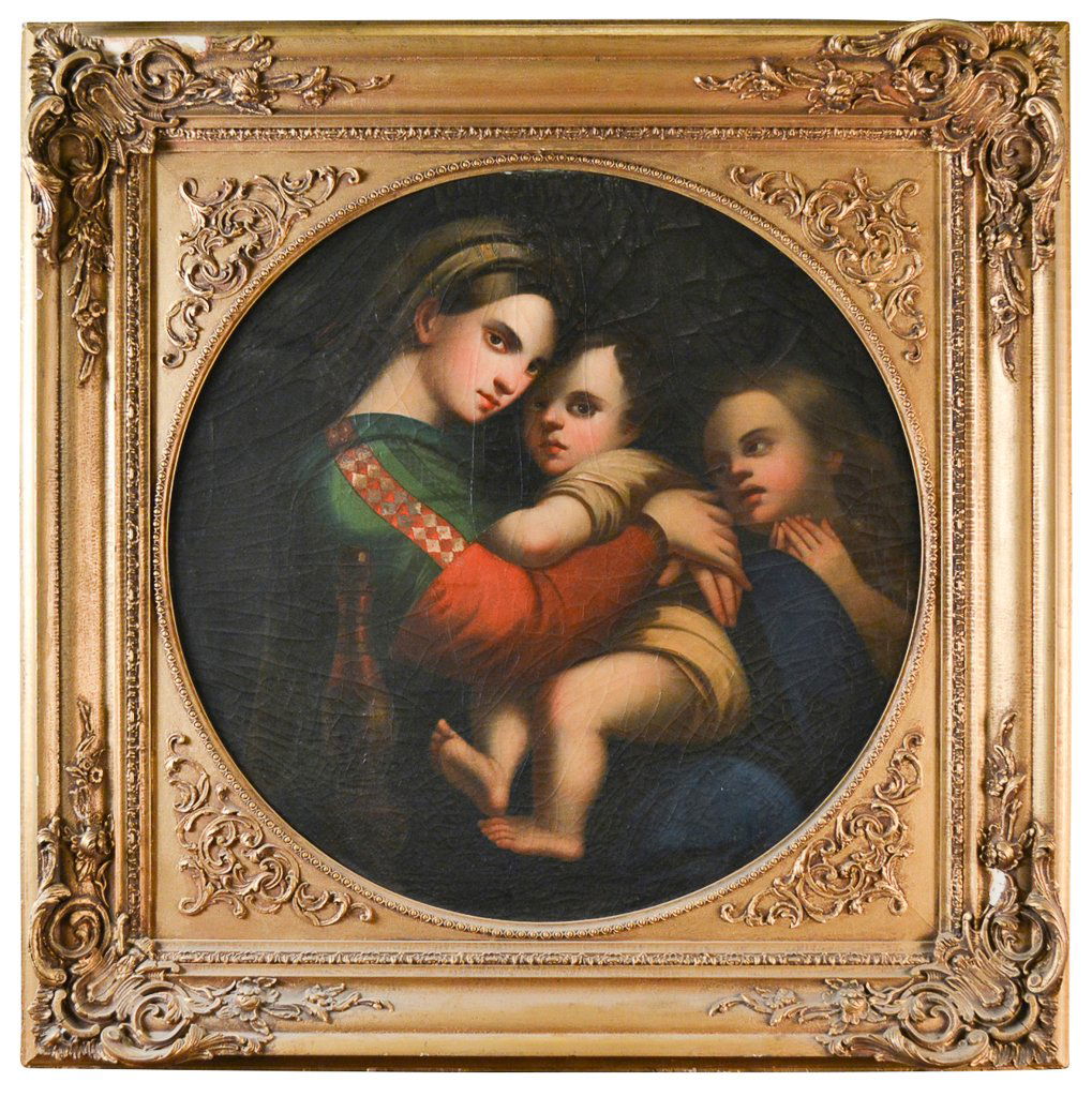 19th C. Oil, After Raphael, Madonna And Child (1 of 5)