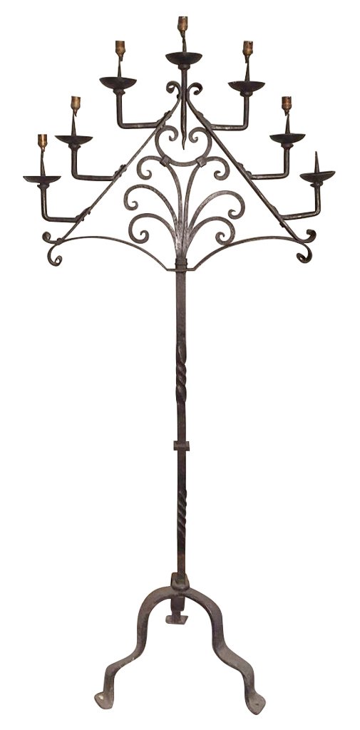 Early French Forged Iron 8 Light Standing (1 of 5)