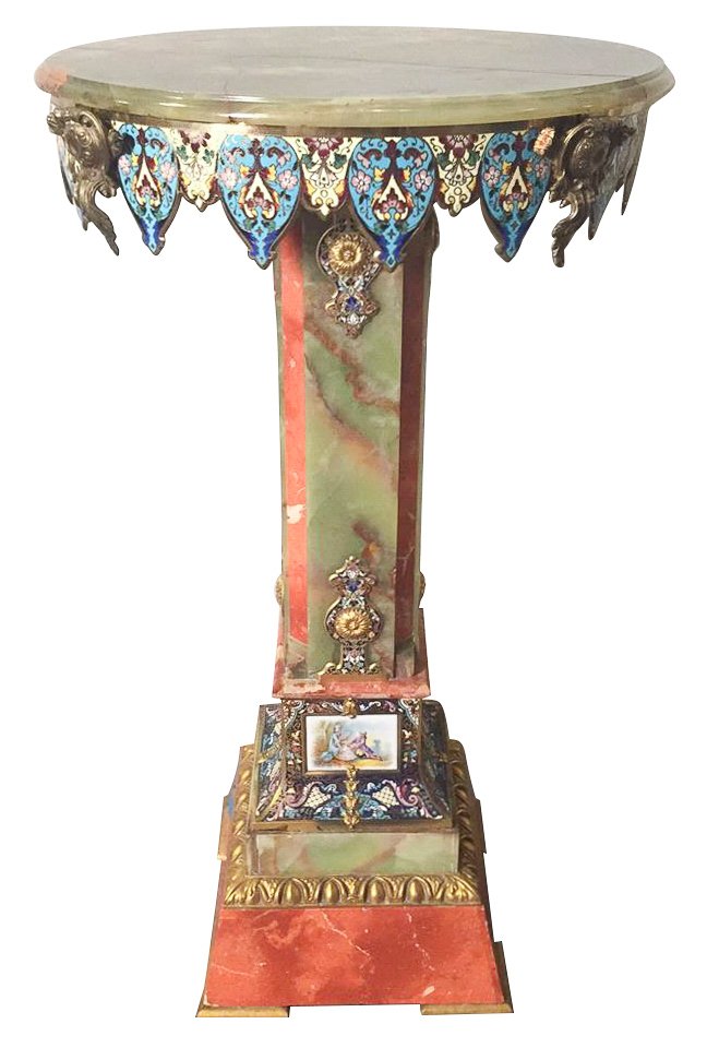 French Cloisonne' ,onyx And Marble Pedestal (1 of 5)
