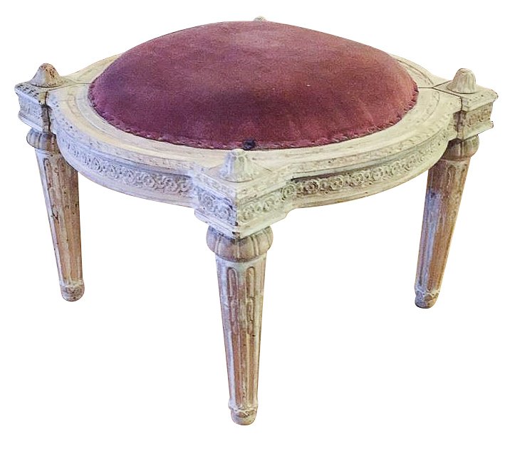 19th C. French Louis Xvi Footstool, Carved (1 of 3)