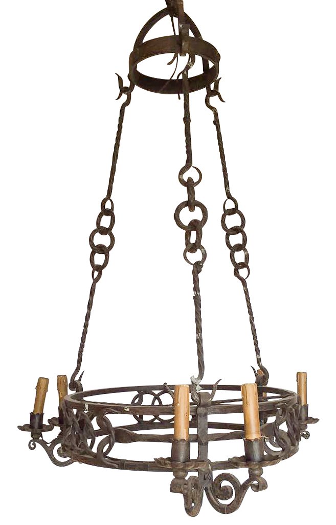 Antique French Wrought Iron Chandelier (1 of 3)