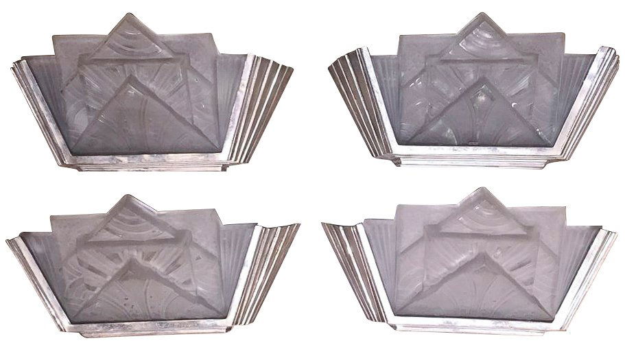 Set Of 4 French Art Deco Sconces (1 of 7)