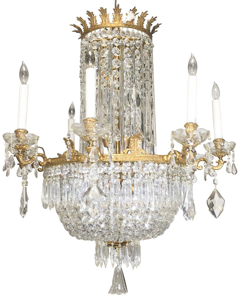 French Bronze & Crystal Chandelier, Dore Bronze (1 of 5)