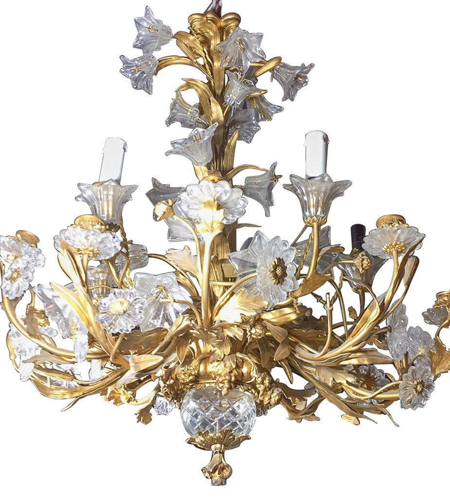 French Gold Bronze And Crystal Chandelier (1 of 5)