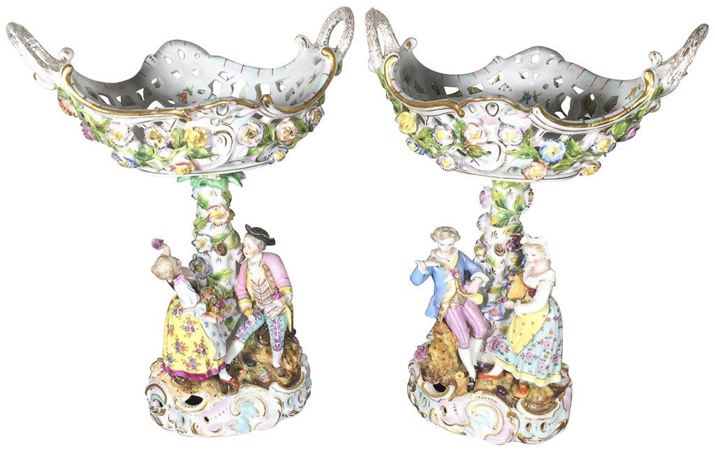 Pair Of German Dresden Figural Compotes (1 of 4)