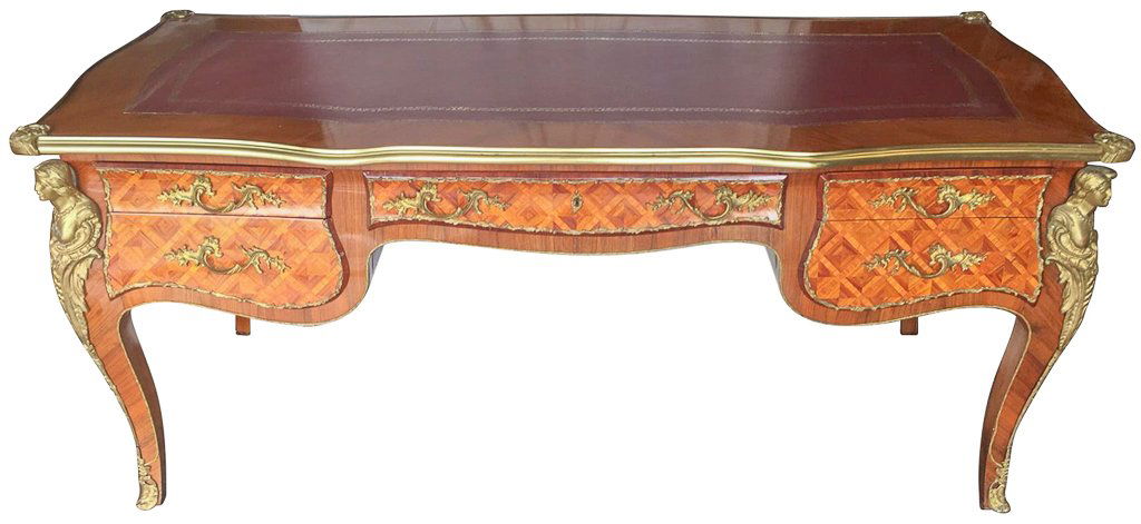 French Style Parquetry Bureau Plat, Ormolu (1 of 6)
