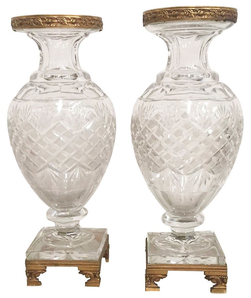 Pr. French Baccarrat Cut Crystal Vases, With (1 of 7)