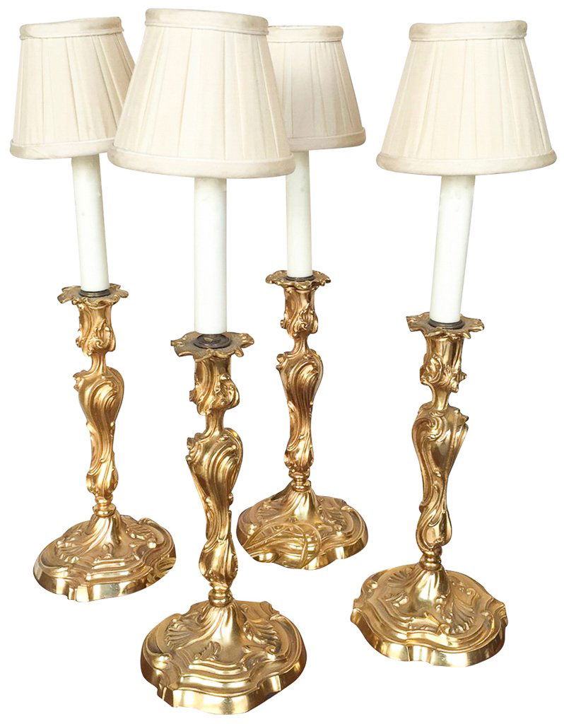 Nice Set Of Four Rococo Bronze Candlesticks (1 of 3)