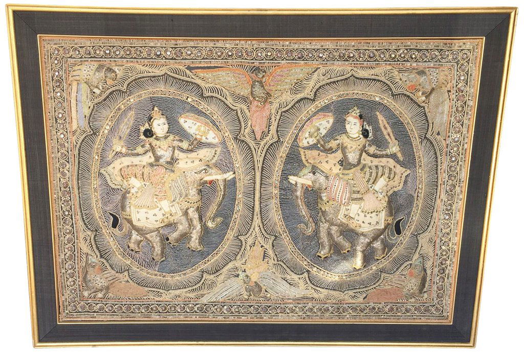 Large Oriental/indian Relief Framed Needwork (1 of 5)