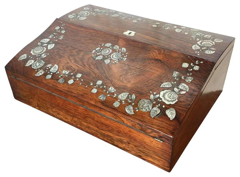 19th C English Writing Lap Desk, Rosewood With (1 of 4)