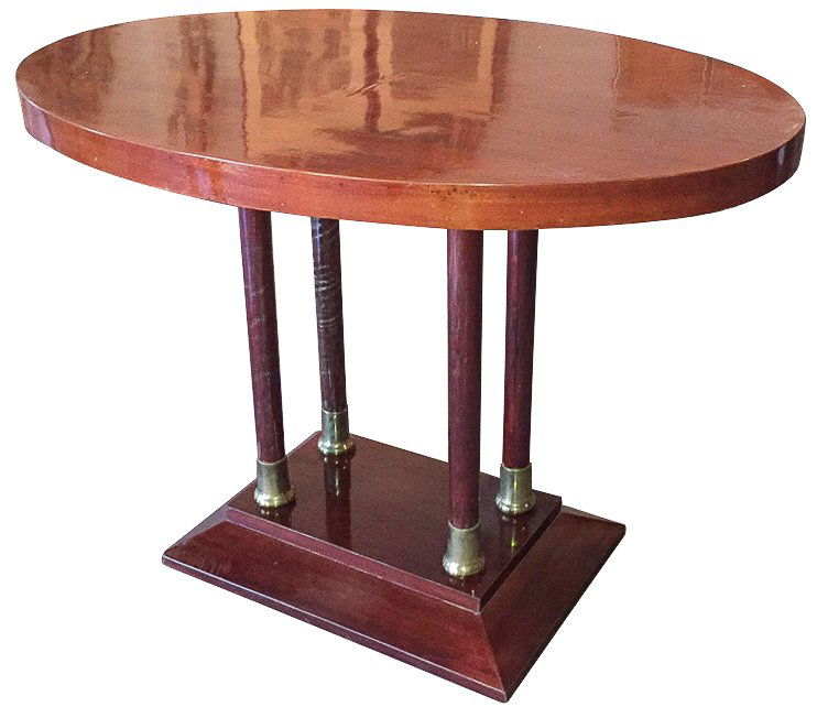 Antique Mahogany & Brass Oval Side Table (1 of 4)
