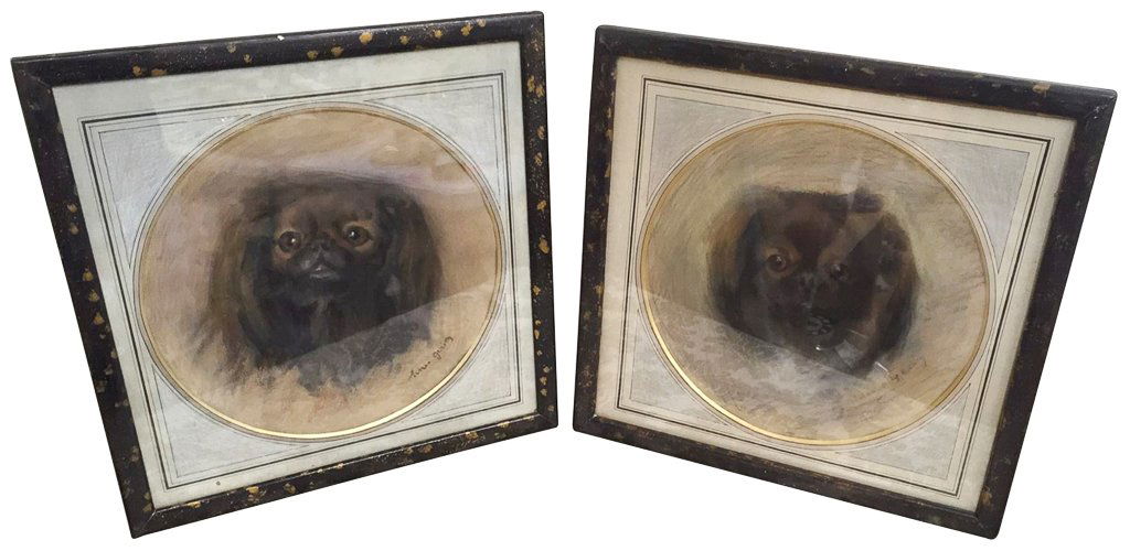 Pr Parisian Framed Charcoal Spaniel Portraits, (1 of 5)
