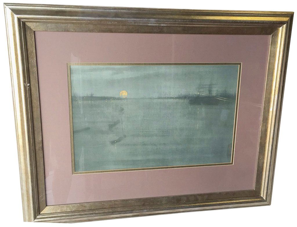 Silver Framed Whistler Stone Lithograph, (1 of 3)