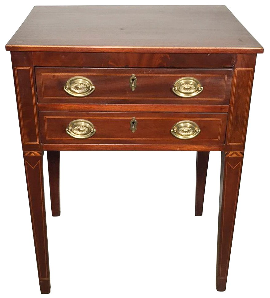 English Sheraton Mahogany Two Drawer Stand (1 of 3)