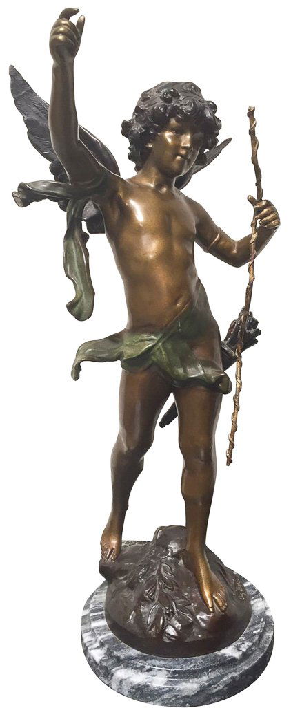 Patinated Bronze Statue, Winged Boy (1 of 4)