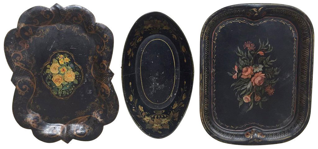 A Group Of Three Black Tole Trays (1 of 3)