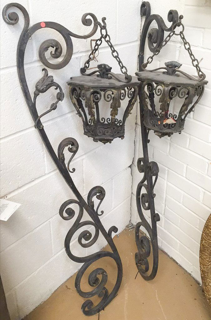 Pair Of French Wrought Iron Lanterns, With (1 of 2)