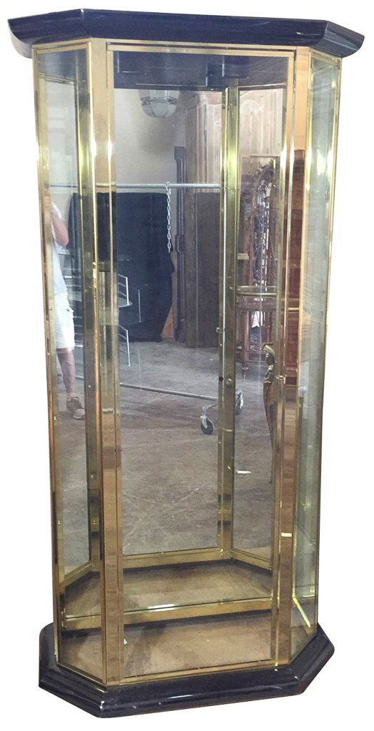 Modern Brass Finished Display Cabinet, (1 of 2)