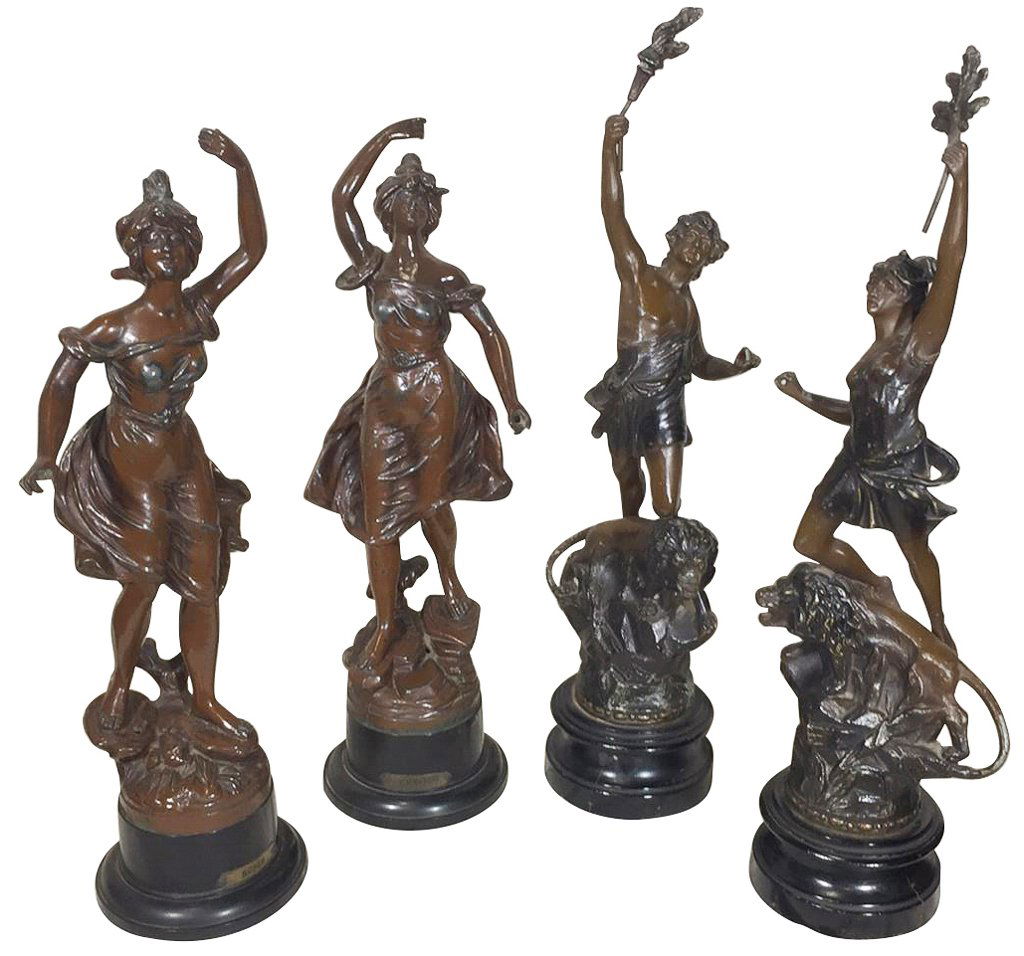 2 Pairs Antique French Spelter Figures (1 of 3)