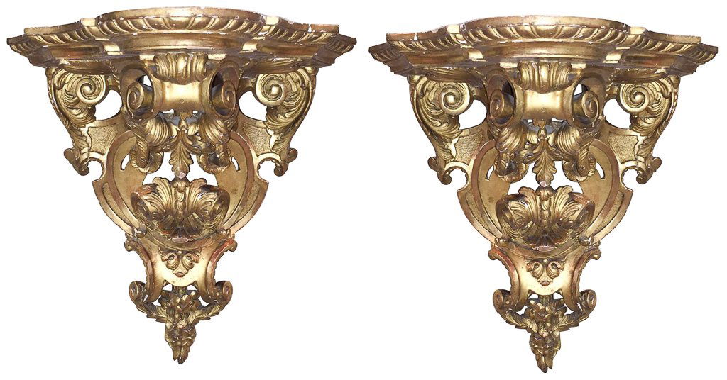 Nice Pair Of French Gilt Wood Wall Brackets (1 of 5)
