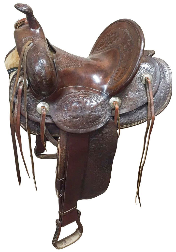 Custom Tooled Leather Saddle, Marked R L Davis (1 of 7)