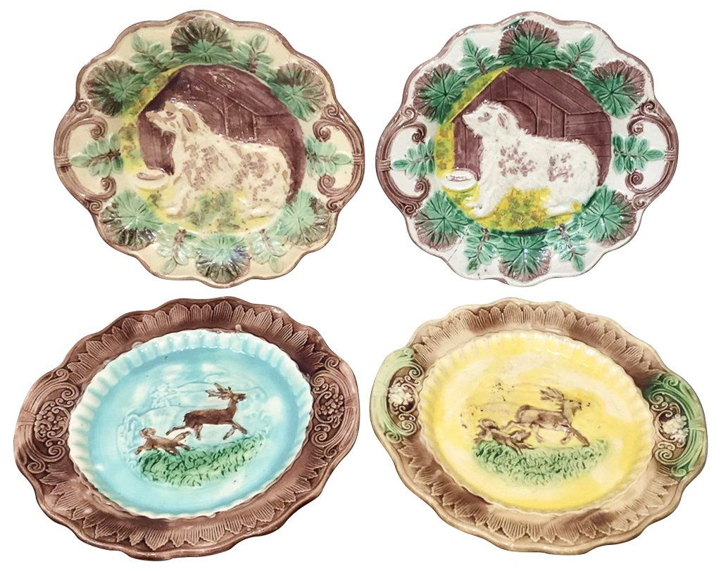 Group Of 4 Majoilca Plates With Dogs & Deer (1 of 6)
