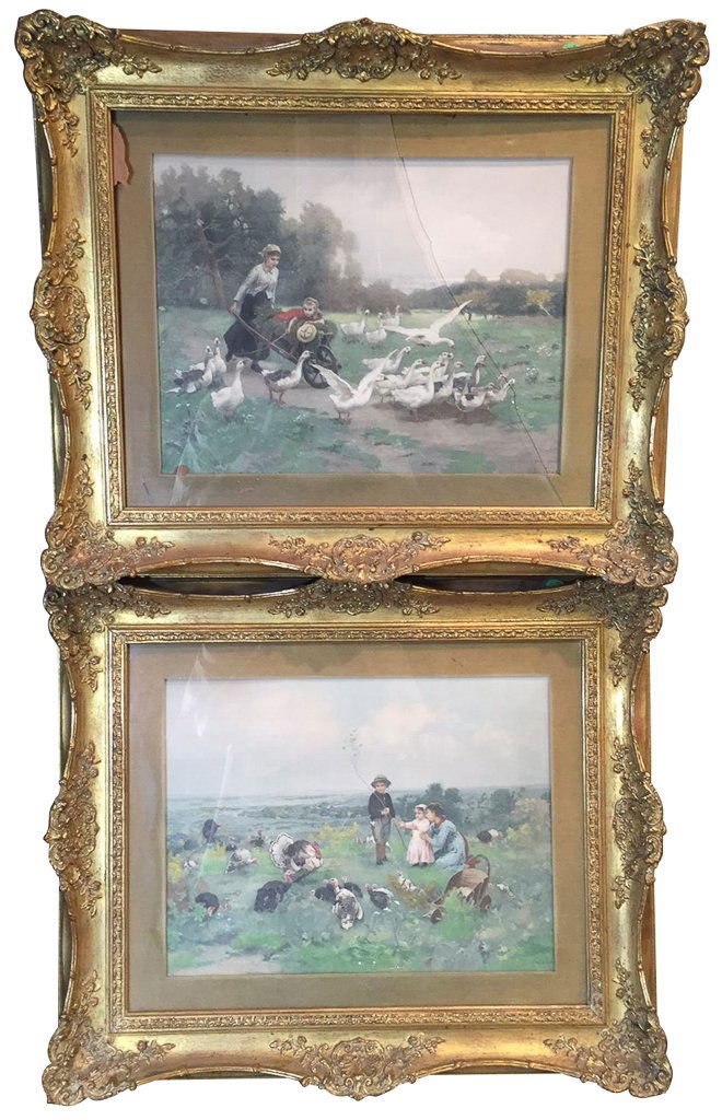 Great Pair Of Framed Watercolors, Women And (1 of 5)
