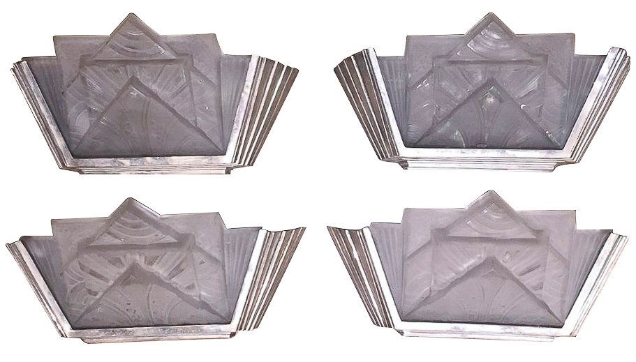 Set Of 4 French Art Deco Sconces (1 of 7)
